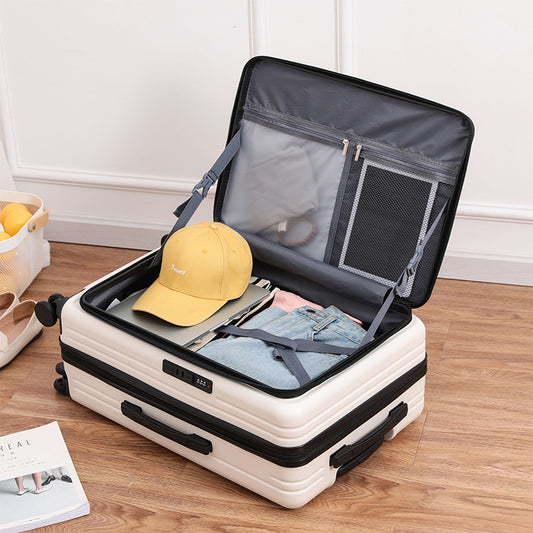 Front opening suitcase, men's trolley suitcase, women's 26 multifunctional suitcase, 20-inch cabin suitcase, lockbox, leather suitcase