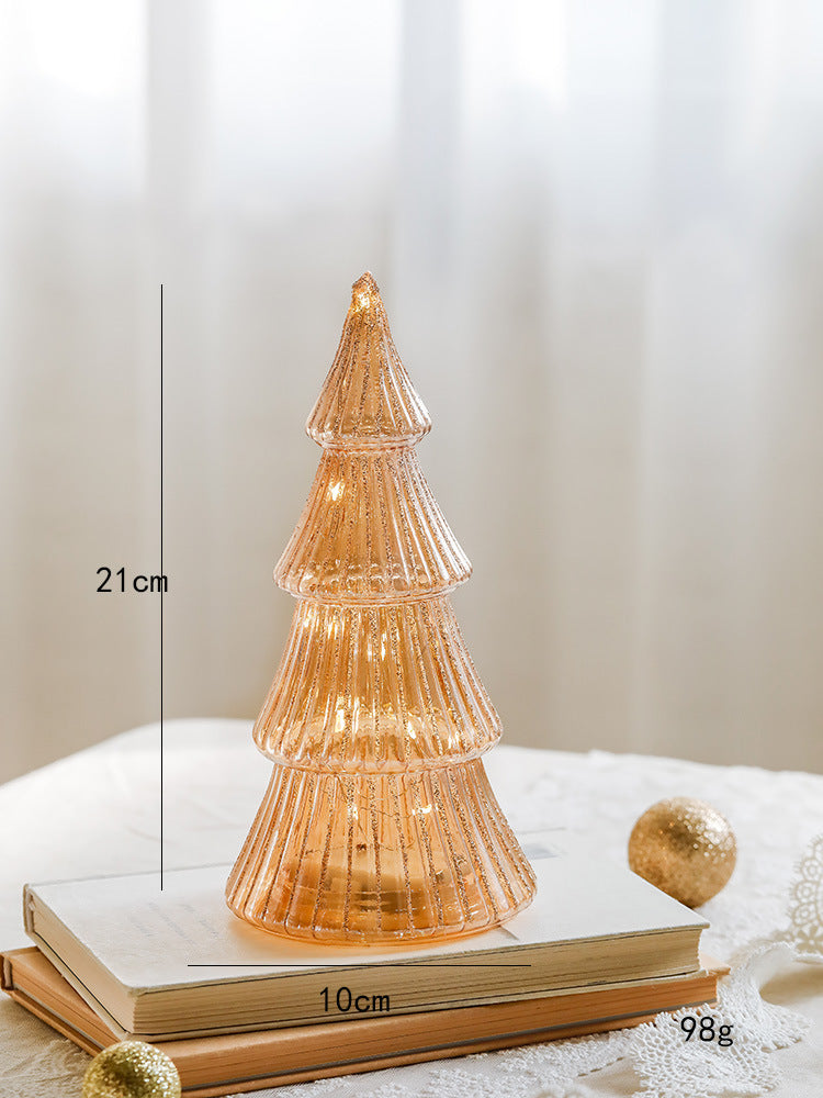 glass christmas tree table top glow ins ornament decorate festive atmosphere party window christmas gifts