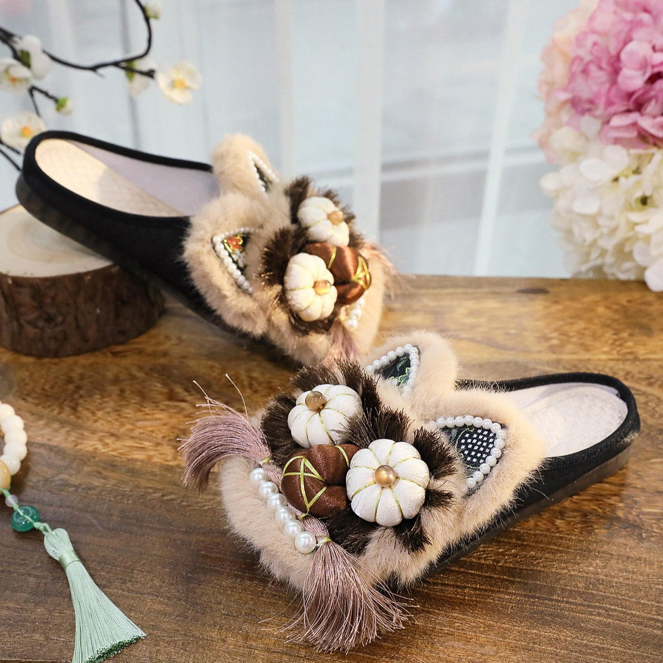 Slippers Adult Tiger Head Shoes 2024 New National Tide Retro Ethnic Style Flat Women's Slippers Folk Shoes