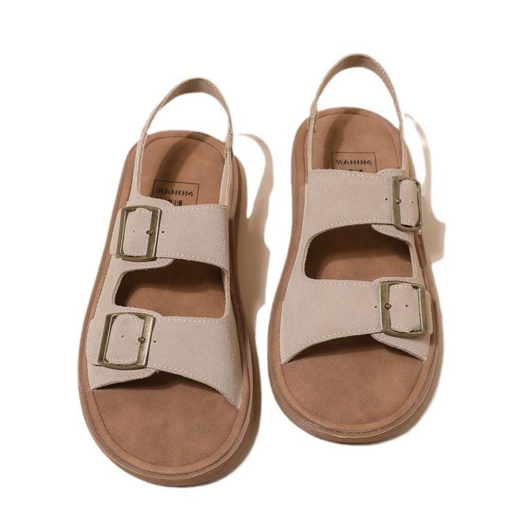 Zhongjia thick-soled sandals women's summer wear 2024 new beach shoes fishing boken shoes word roman shoes