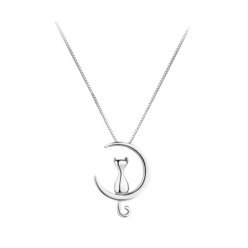 New necklace women's Korean version fashionable sweet cat moon pendant simple and cute collarbone chain girl can be given to girlfriends