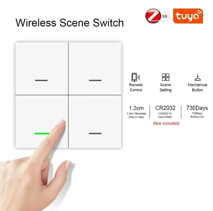 Tuya Zigbee Scene Switch Four-button casual sticker Four-button scene switch Smart home is convenient