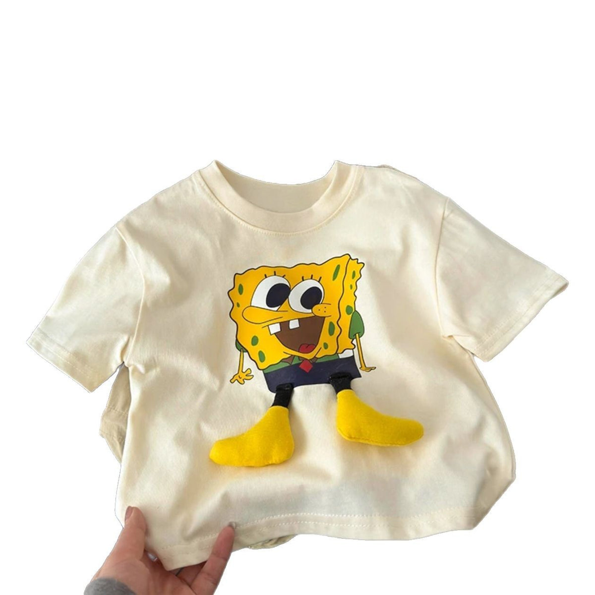 Summer boys and girls short sleeve small and medium-sized children three-dimensional doll t-shirt cute SpongeBob SquarePants print cartoon top tide