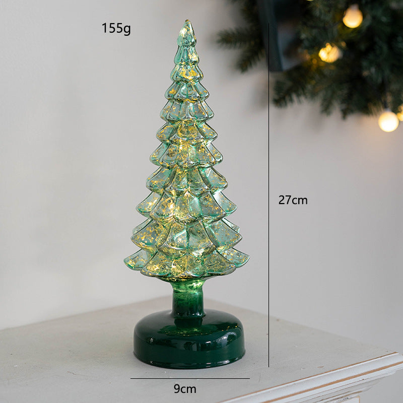 glass christmas tree table top glow ins ornament decorate festive atmosphere party window christmas gifts