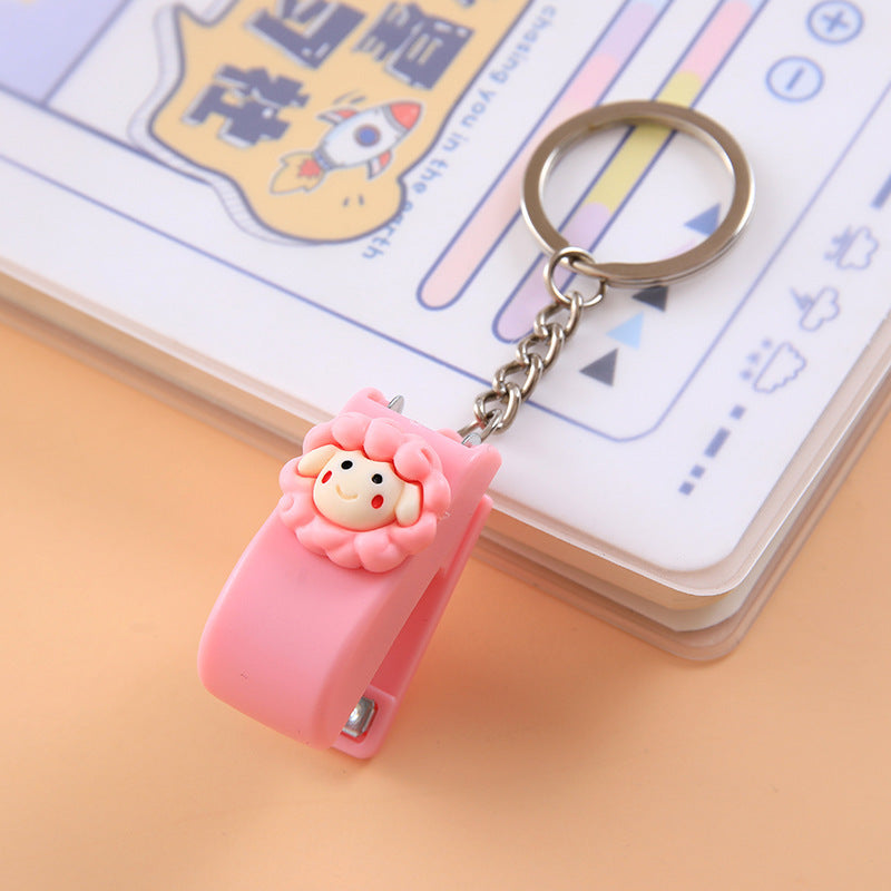 Creative cute cartoon mini stapler students carry keychain pendant small office binder wholesale