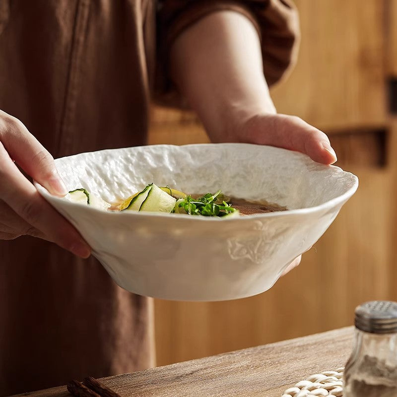 Rock-grained soup bowl, home large bucket salad bowl, creative ceramic instant noodle bowl, high-end sense of special hotel tableware