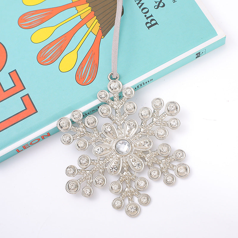 Cross-border new Christmas tree decoration Christmas metal snowflake pendant creative new rhinestone snowflake Christmas ornament