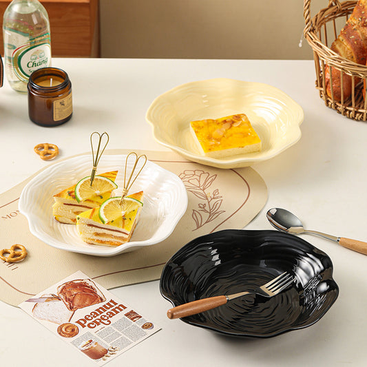 ins style simple high-end plate creative high-value home noodle tableware Western food straw hat ceramic soup plate salad