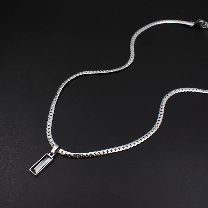 Black zircon pendant embossed necklace men's simple trendy hip hop necklace simple and versatile clavicle chain manufacturer wholesale