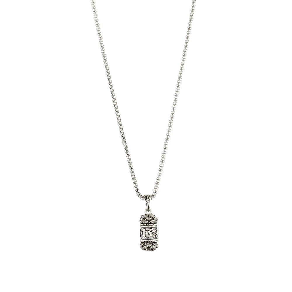 Auspicious transshipment six-character mantra pendant men's necklace light luxury temperament versatile retro niche fashion necklace