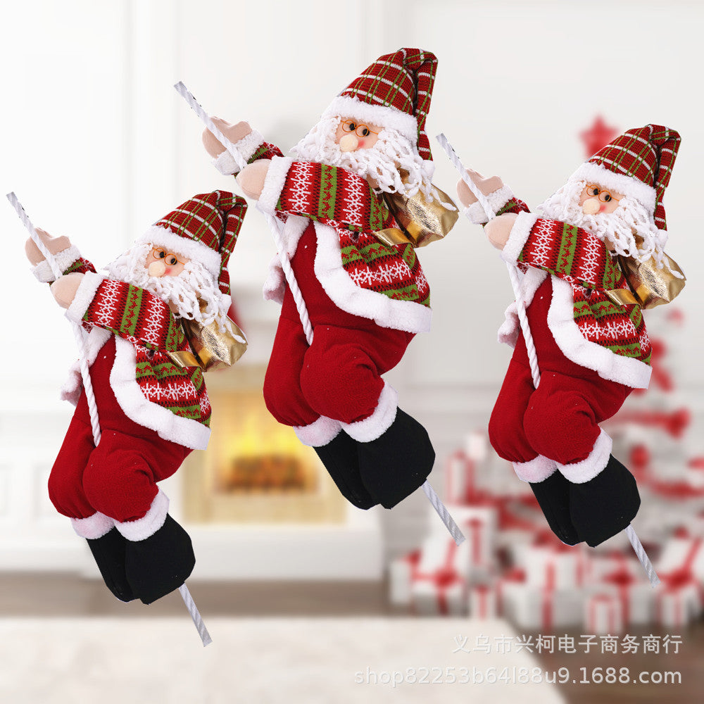 Christmas decorations Santa Claus climbing rope old man doll ceiling pendant decoration doll shopping mall window layout