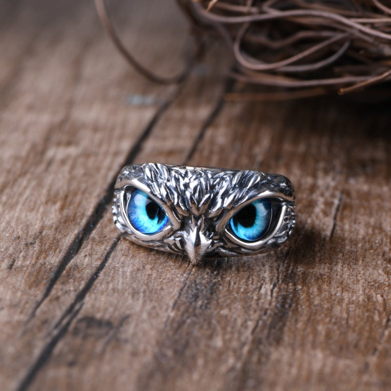 Halloween owl ring literary vintage metal jewelry ring niche high-end men's couple ring