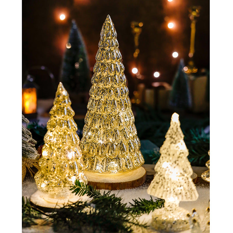 glass christmas tree table top glow ins ornament decorate festive atmosphere party window christmas gifts