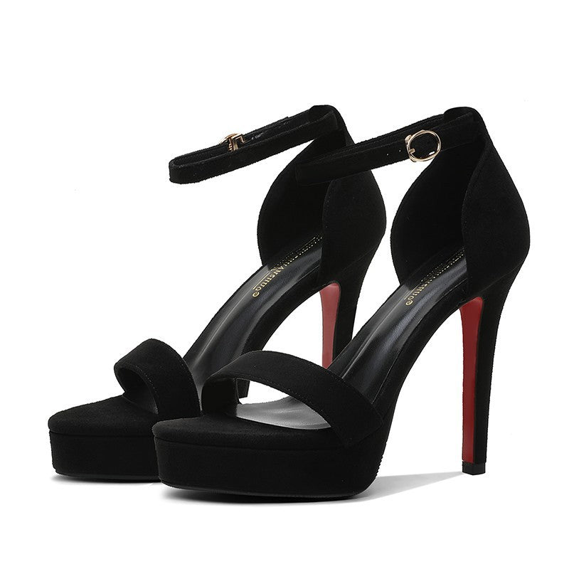 Item No. 518-6 Stiletto 12cm High Heels Platform Fashion Straight Buckle Sandals Women's Size 34-39