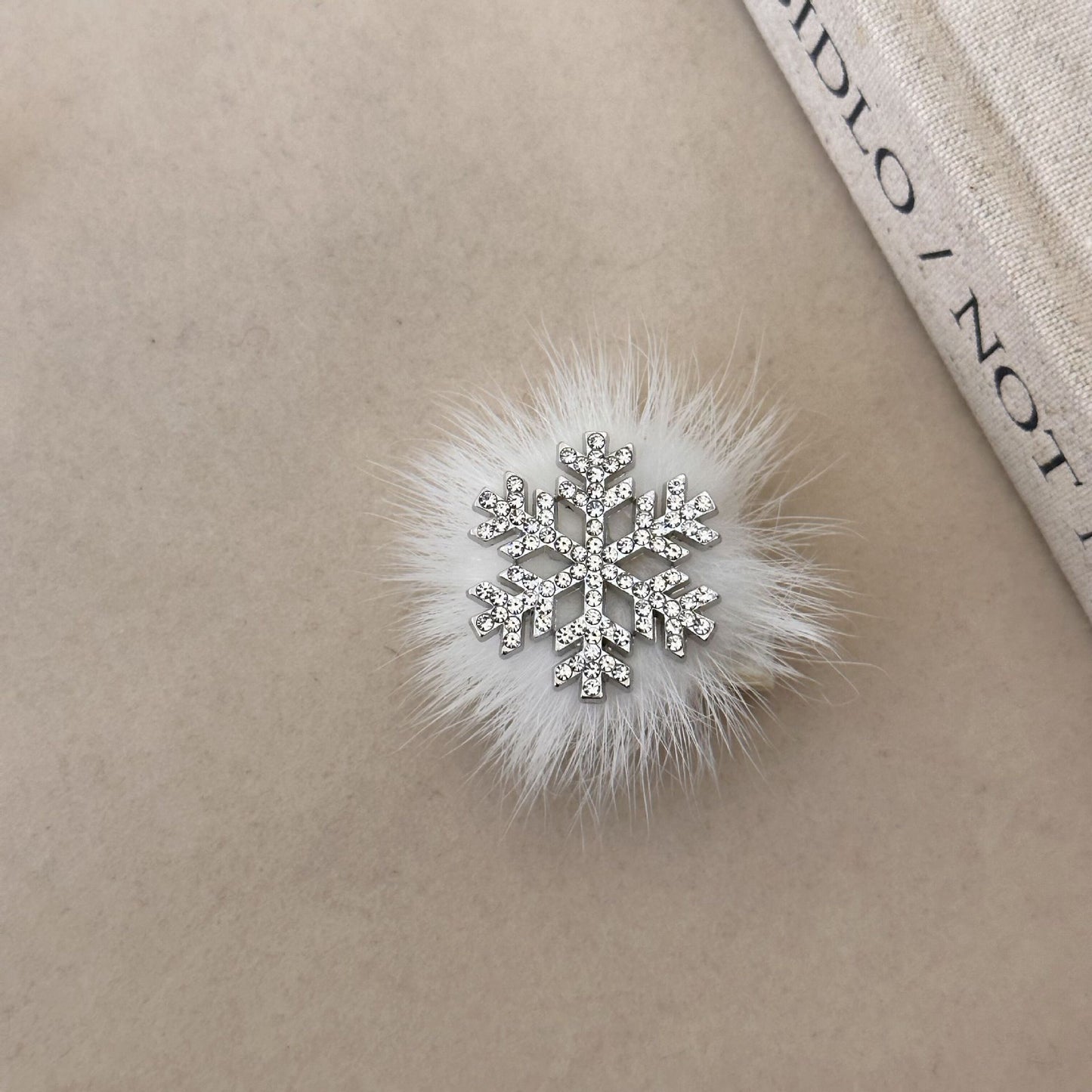 Super fairy plush snowflake hairpin, women's forehead broken hair, bangs clip, Christmas dress temperament, hairpin headwear