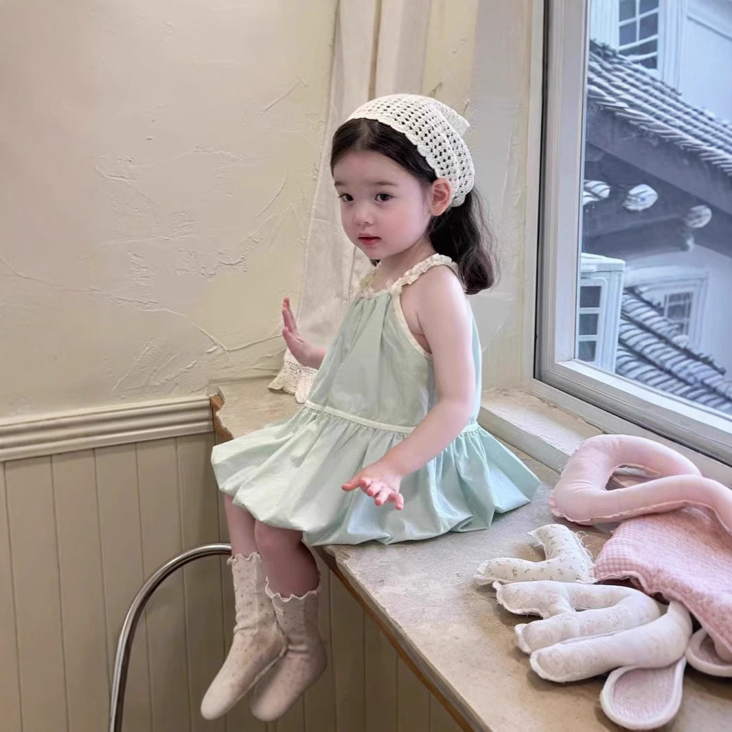 Girls Dress Summer 2025 New Little Girl Foreign Flower Bud Dress Summer Dress Baby Cotton Vest Skirt