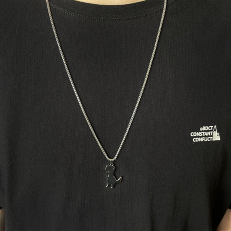 New necklace men's small dinosaur pendant ins hip hop trendy brand pendant summer niche design trend pendant chain