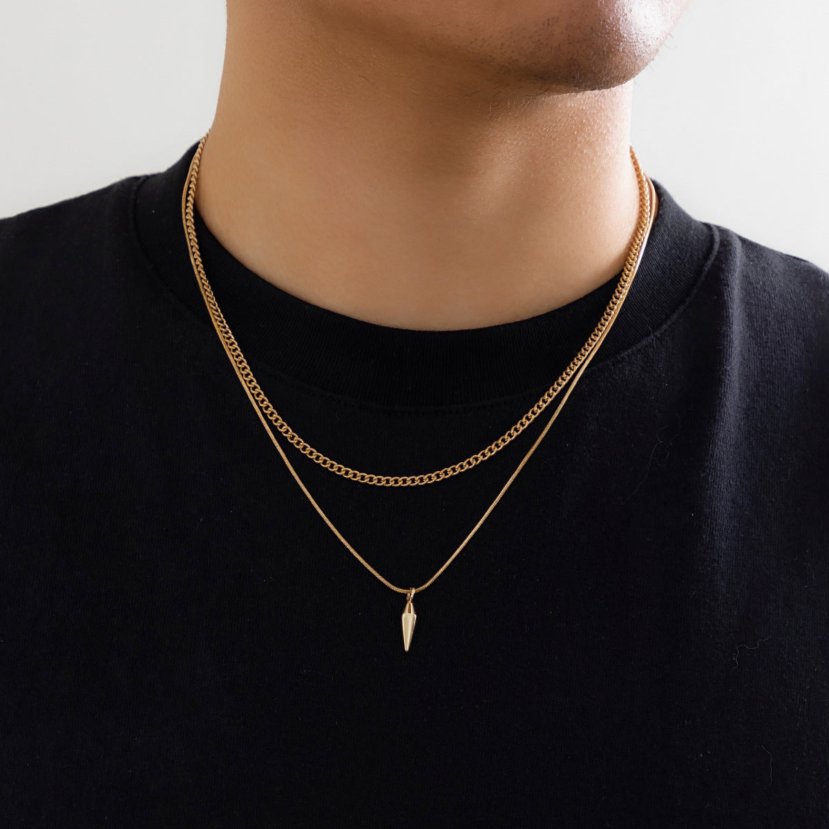 European and American niche rivet necklace jewelry, men's trend, hip-hop, personality, long sweater chain, cross-border men's clavicle chain accessories