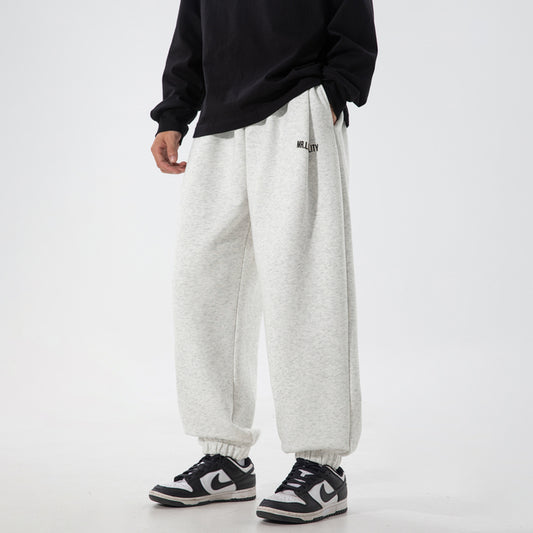 Contrasting letter print boutie sweatpants men's autumn loose silhouette athleisure pants trendy brand versatile long pants