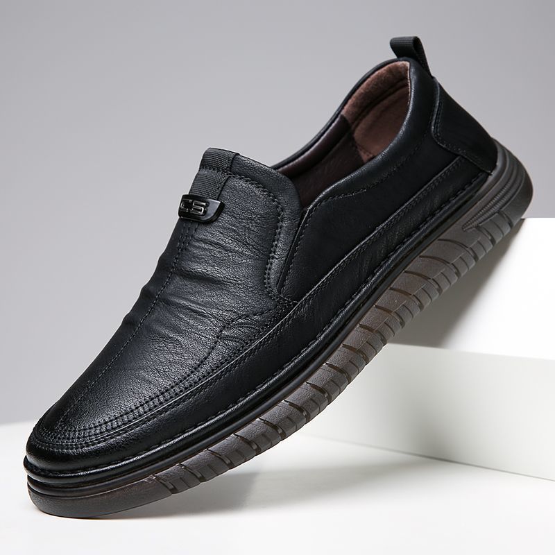 Leather shoes, new men's soft leather business casual beanie shoes, men's soft soled casual shoes, men's shoes, soft soles, anti-slip slip-on shoes