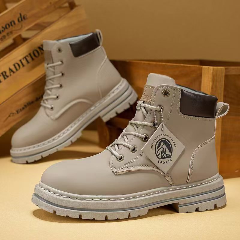 European Station Martin Boots Men's 2024 Autumn New British Style Yellow Boots Soft Leather Soft Sole Retro Boots Cargo Boots