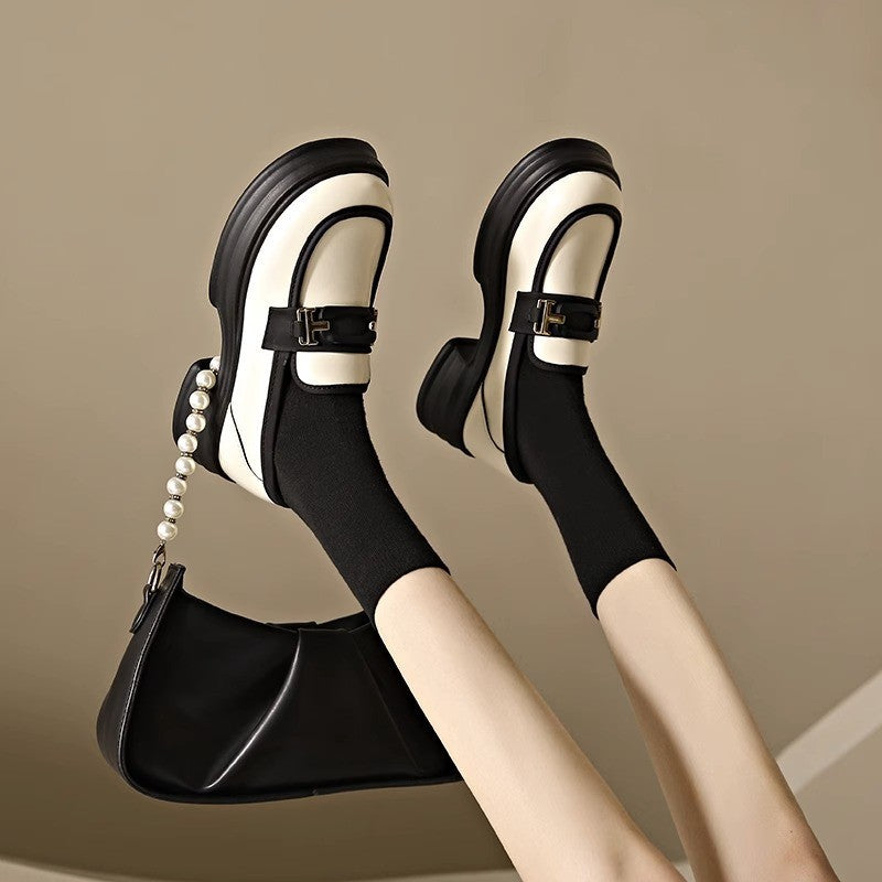 Mary Jane Women's Shoes 2023 New Shoes Summer French Platform Loafers Versatile Single Shoes British Style Small Leather Shoes