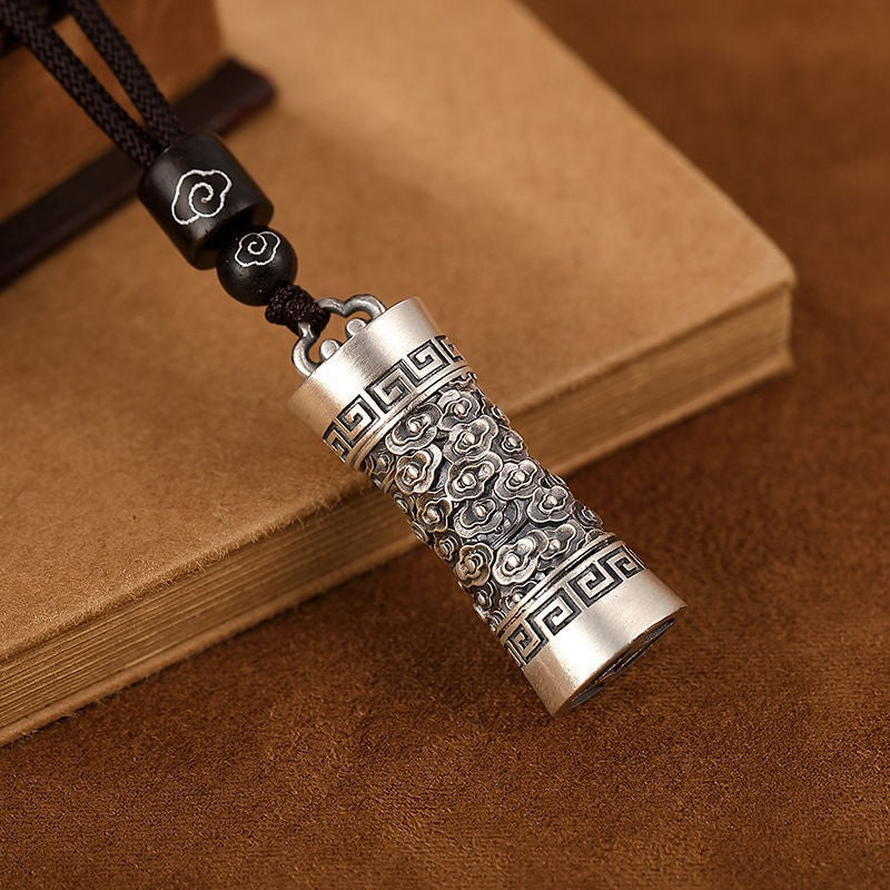 Retro Chinese style with rope cloud pendant coins personality niche men's simple light luxury does not fade Thai silver jewelry