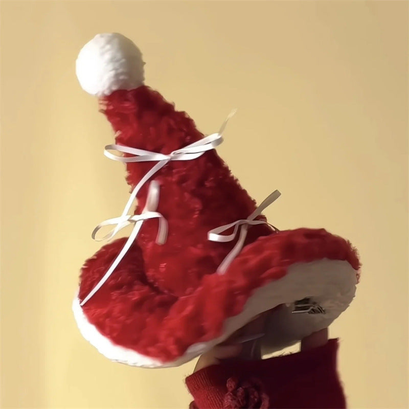 Christmas red plush hat hairpin clip Sanfu with the same cute Internet celebrity atmosphere decoration and photo props