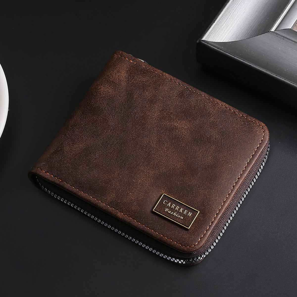 New Men's Business Fashion Multifunctional Zipper Short Wallet Large Capacity Multi Card Wallet Change Wholesale