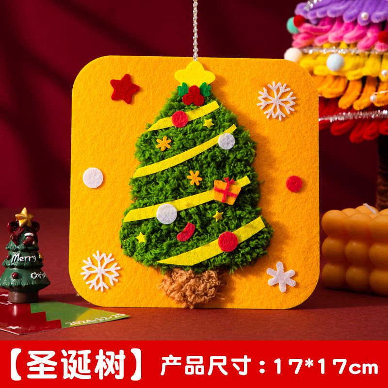 Christmas gifts non woven fabric sewing music threading painting children handmade DIY materials Christmas tree decoration small gifts