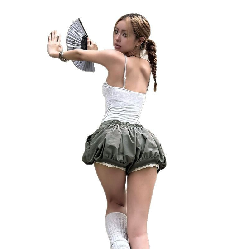 CF25022 low-waisted flower bud ultra short hot girl skirt women's 2025 summer new niche versatile a-line skirt