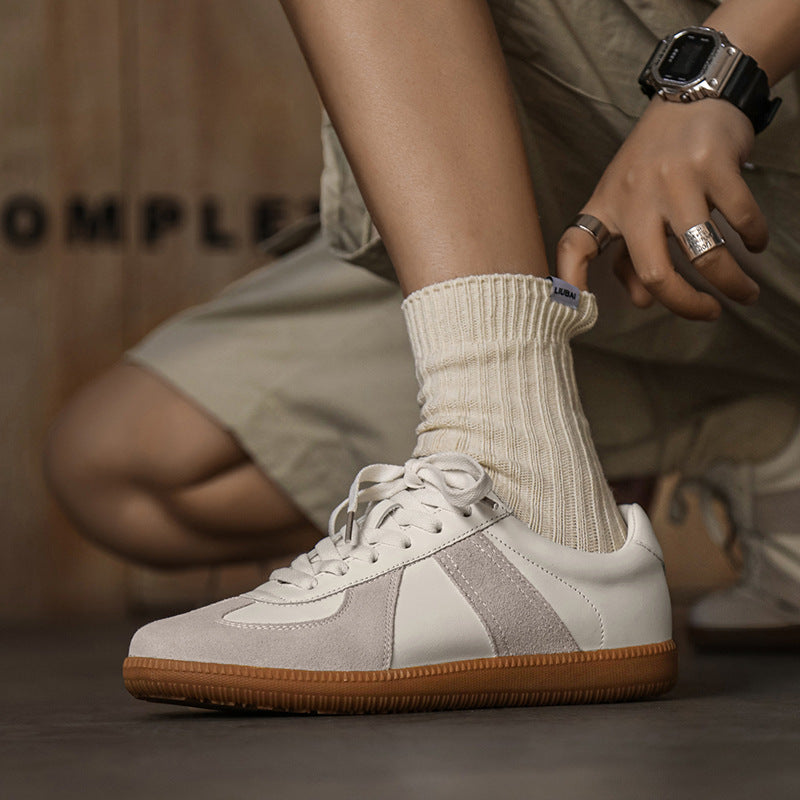 Popular genuine leather German training shoes soft soles soft surface anti-slip cow tendon soles are versatile and comfortable, and men's trendy little white shoes are new