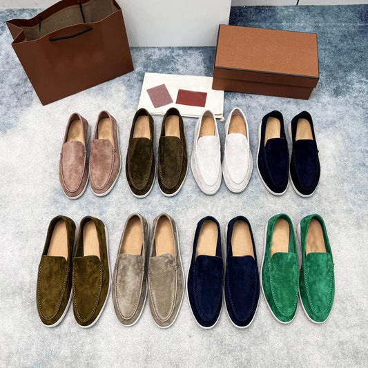 High men's leather beanie shoes, slip-on flat casual shoes, loafers, women's plus size shoes