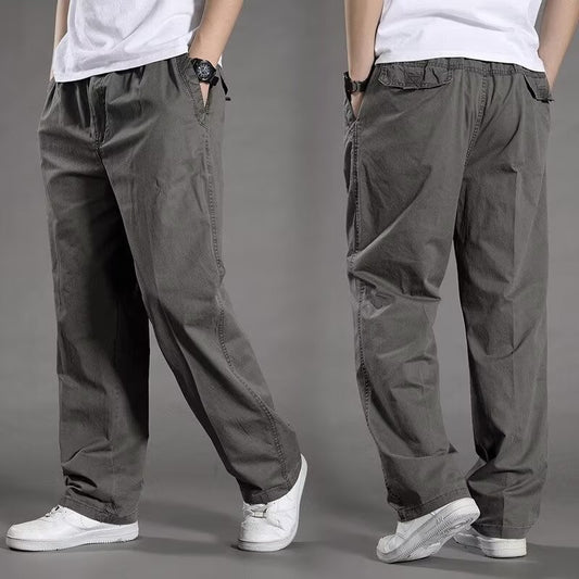 2025 New Men's Loose Plus Size Cotton Pants Oversized Cargo Straight Pants Outdoor Casual Pants Men