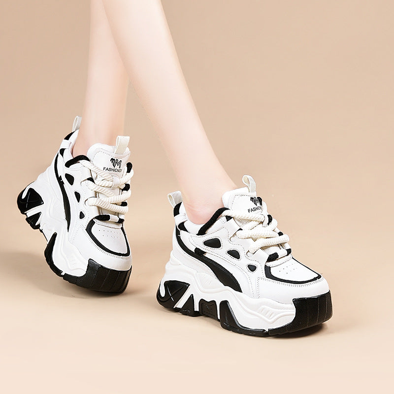 Thick-soled heightened daddy shoes women's 2025 autumn/winter new casual sneakers women's versatile trendy muffin shoes