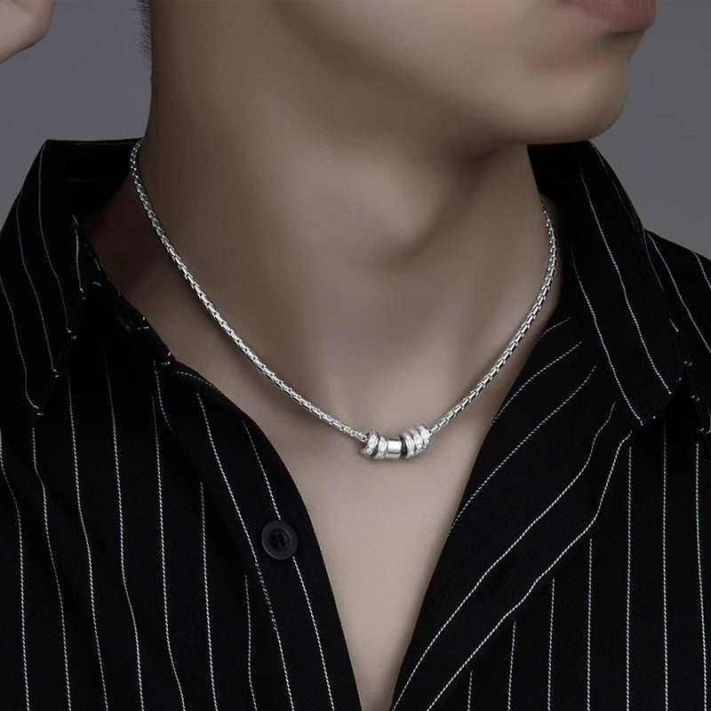 Shining diamond ring clavicle chain, men's fashion small waist stainless steel necklace, men's and women's couples, trendy and versatile