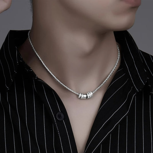 Shining diamond ring clavicle chain, men's fashion small waist stainless steel necklace, men's and women's couples, trendy and versatile