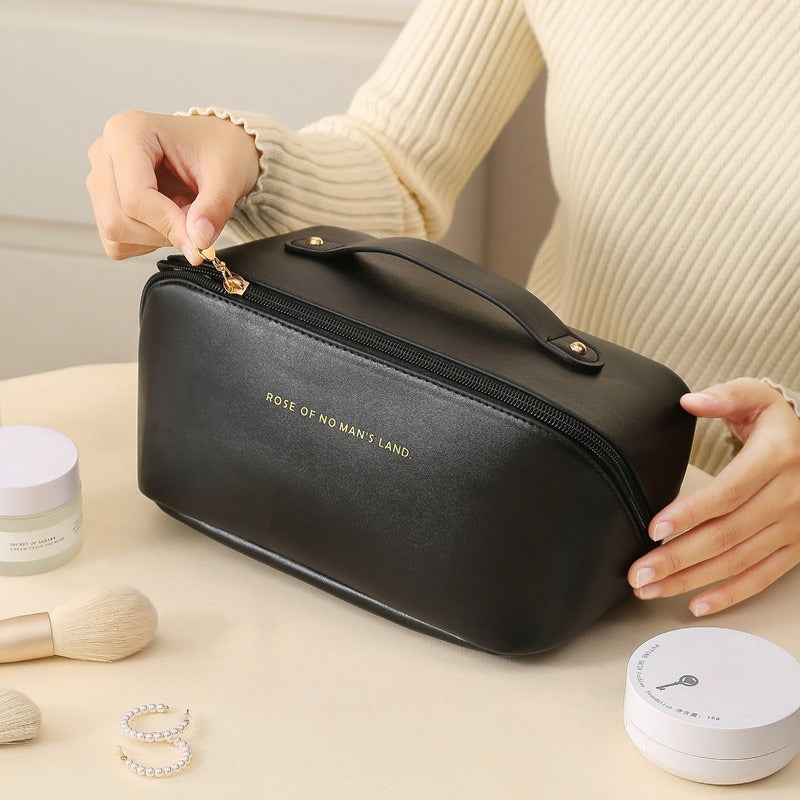 Cross-border hot PU leather cosmetic bag multi-functional checkerboard pillow bag large capacity waterproof travel portable toiletry bag