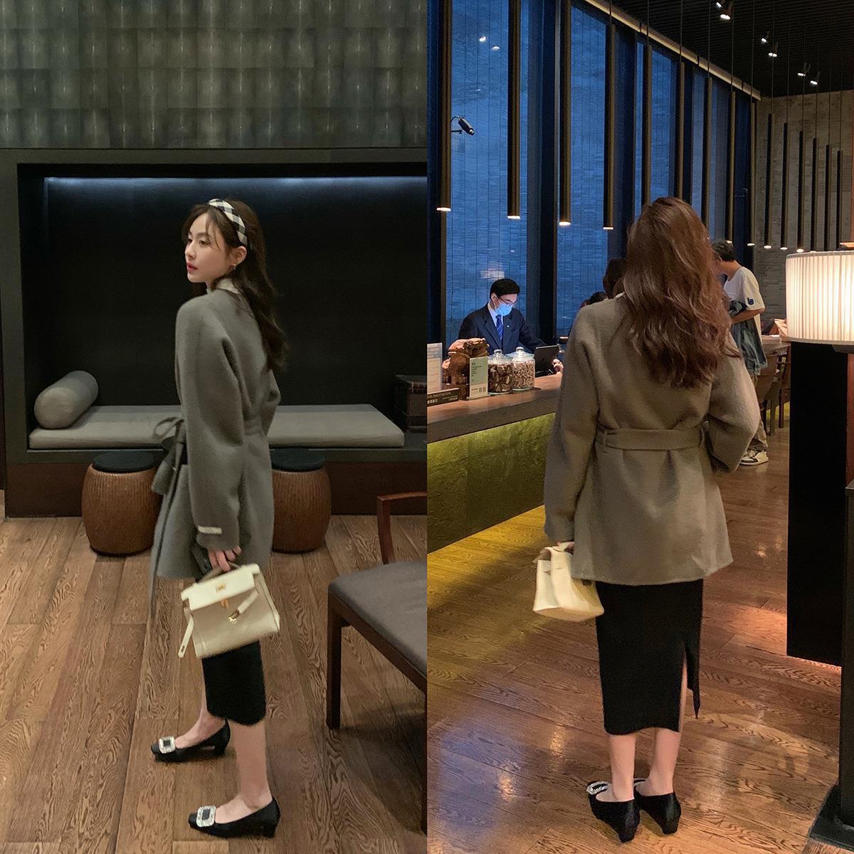 Grape Mom Studiolee evening evening style temperament rhinestone square buckle square toe shallow heel silk commuter single shoes women