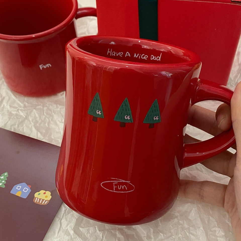Christmas red lucky ceramic mug girlfriend couple gift breakfast coffee milk mug ins style ceramic mug