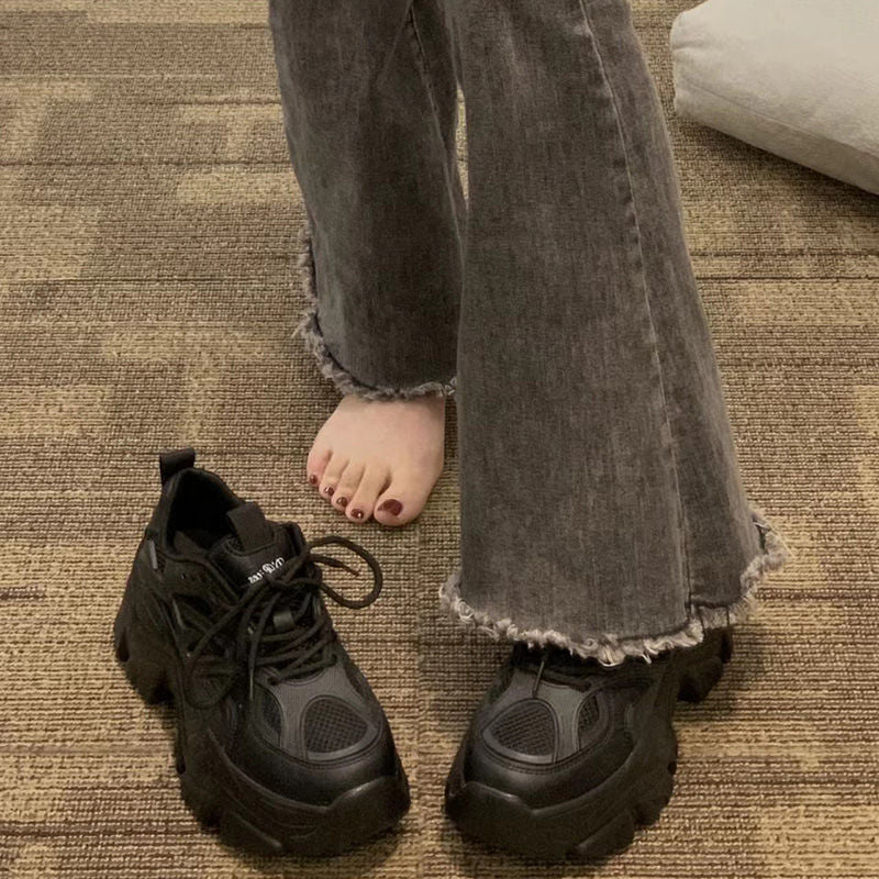 Daddy shoes women's heightened 2025 spring new versatile small man tall thick-soled fried street sneakers women