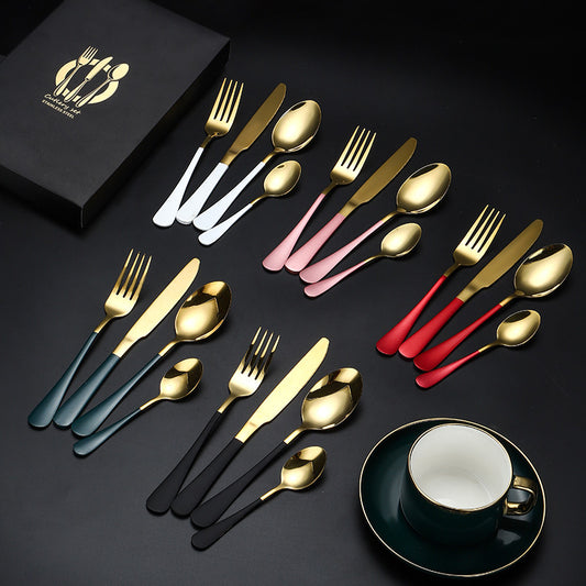 Stainless steel tableware Western steak knife, fork and spoon four main pieces