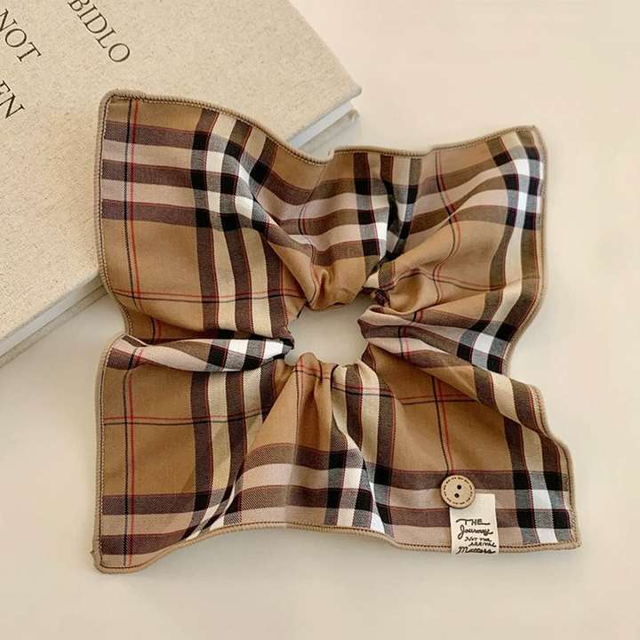 New Chinese blended style square scarf large intestine scrunchie women's large high-end square headband low ponytail hair tie hair accessory