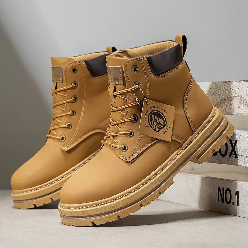 European Station Martin Boots Men's 2024 Autumn New British Style Yellow Boots Soft Leather Soft Sole Retro Boots Cargo Boots