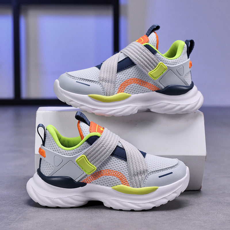Boys' Sneakers 2026 Fall/Winter New Cross-border Wholesale Children's Mesh Breathable Casual Shoes Medium and Large Children's Running Shoes
