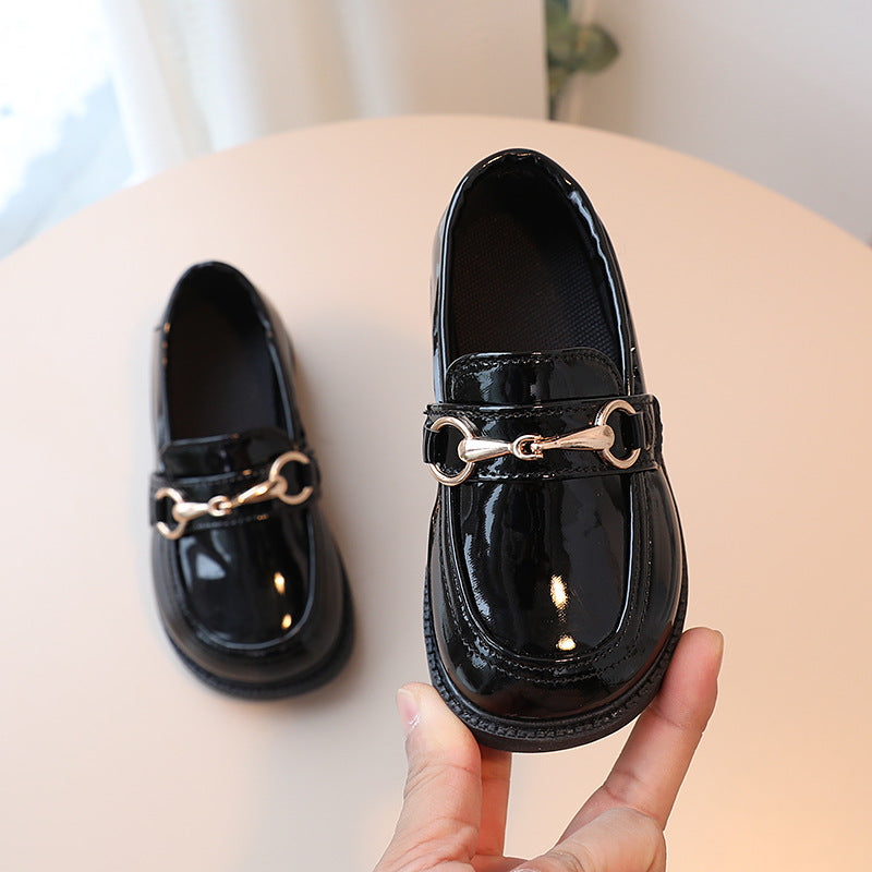 2025 British style spring and autumn boys' leather shoes, girls' small leather shoes, new student leather shoes, children's performance shoes