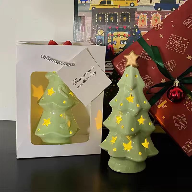 ins wind christmas tree star night light christmas atmosphere sense decoration to send girlfriends desktop ceramic ornaments gifts