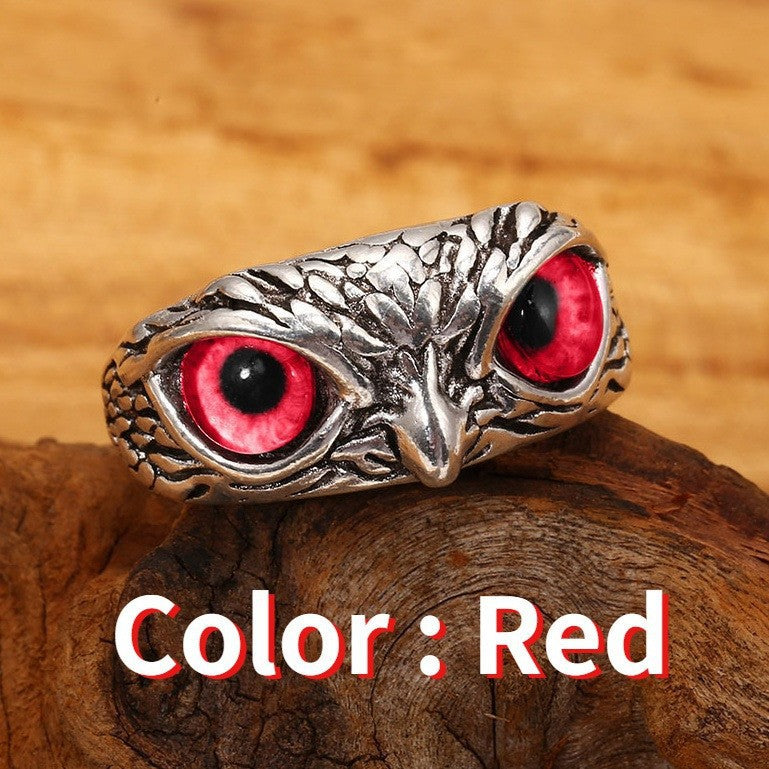Halloween owl ring literary vintage metal jewelry ring niche high-end men's couple ring
