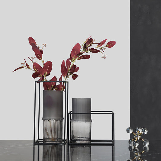 Star Da Modern Light Luxury Matte Grey Glass Vase Hydroponic Living Room Coffee Table Table Creative Glass Flower Ornaments