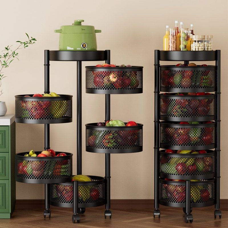 Swivel shelf kitchen vegetables floor-to-ceiling fruit and vegetable basket multi-layer multi-functional mobile storage rack for home use
